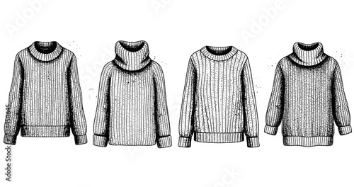 Hand-drawn knit sweaters collection: cozy fashion design variations