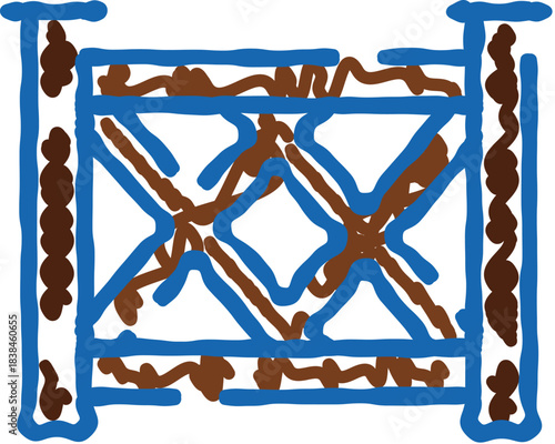 Hand drawn fence railing icon sketch