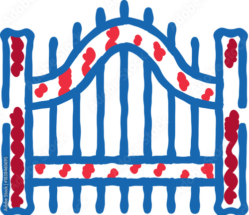 Bloody gate doodle vector drawing for danger concept