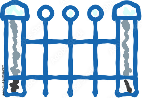 Blue doodle style fence icon depicting boundary