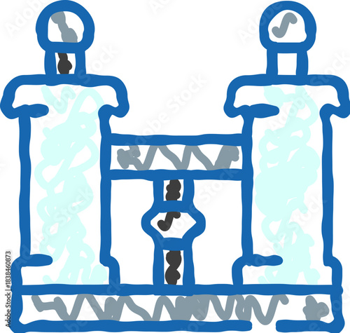 Industrial hydraulic press machine blue line art