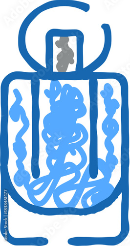 Blue propane gas tank doodle drawing illustration