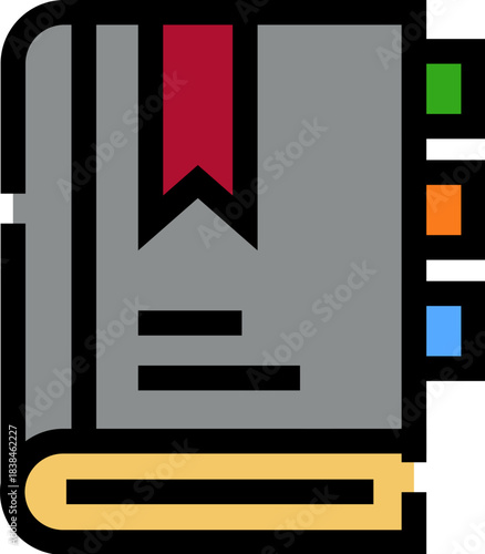 Planner diary book with bookmark and colorful tabs