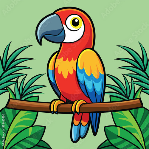 Vibrant tropical parrot illustration design