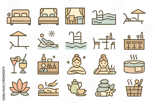 Enjoying leisure activities at a resort with swimming pool, spa, and relaxation areas