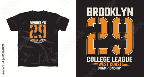 Brooklyn 29 college league west coast championship t-shirt design for print