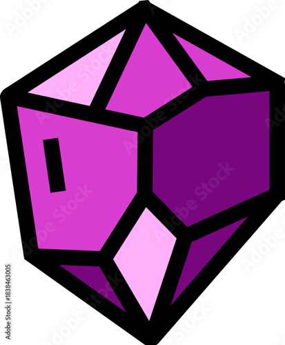 Purple and pink faceted gemstone icon illustration