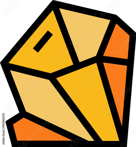 Gold nugget or precious gem stone line icon