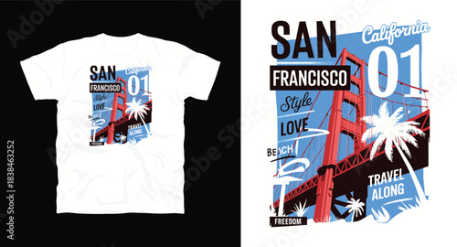 San Francisco Golden Gate Bridge vector illustration graphic design for t shirt print and other uses