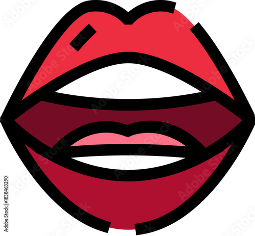 Red lips icon expressing speech or passion