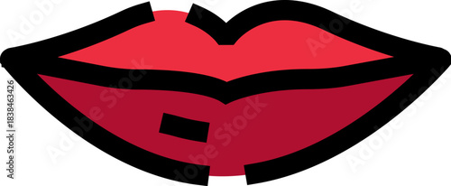 Red lips icon representing beauty makeup and love