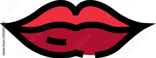 Red lips with black outline illustrating beauty and sensuality