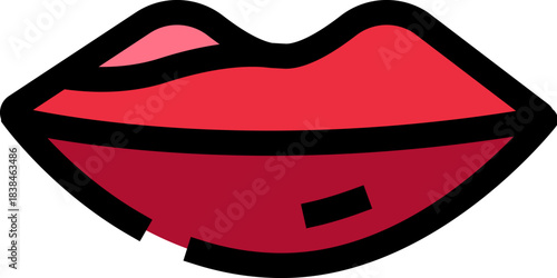 Red lips icon representing beauty and sensuality