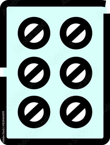 Blister pack prohibiting medication use line icon
