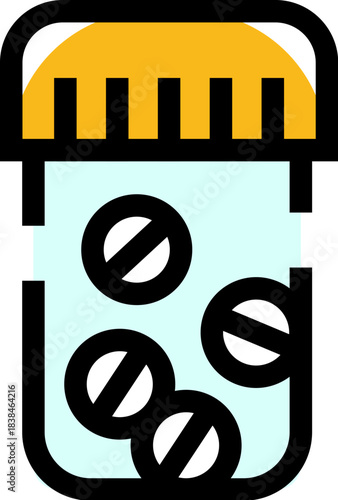 Medicine pills bottle icon representing healthcare and pharmacy