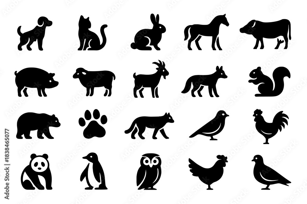 custom made wallpaper toronto digitalVarious animal silhouettes in black displayed in a grid format showcasing diverse species and shapes