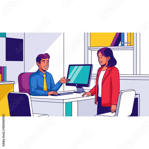 two business people working in office