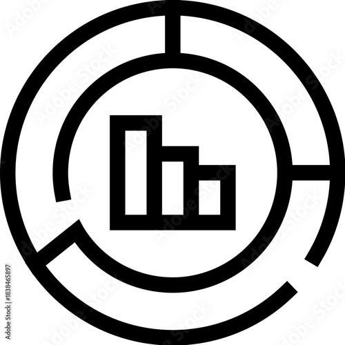 Circular chart icon showing declining bar graph