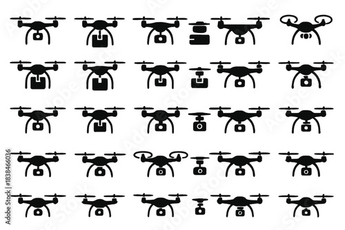 Different types of delivery drones with various payload designs used for transporting goods and items