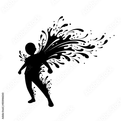 Conceptual silhouette portraying transformation and fluid artistic expression in movement