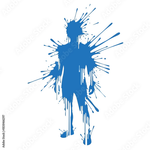 Ink splash silhouette: A modern representation of an athlete bursting with energy