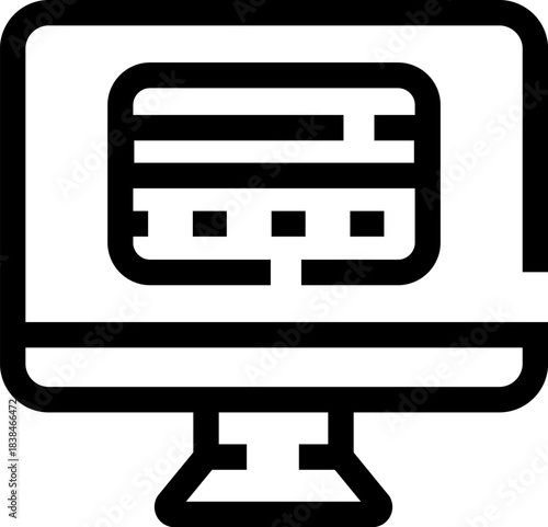 Computer monitor displaying credit card for online payment