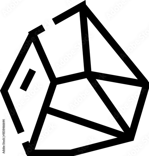 Geometric black outline crystal mineral stone icon