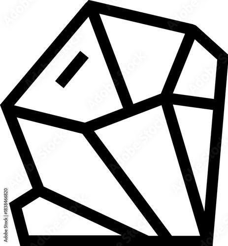 Faceted black and white crystal gem icon illustration