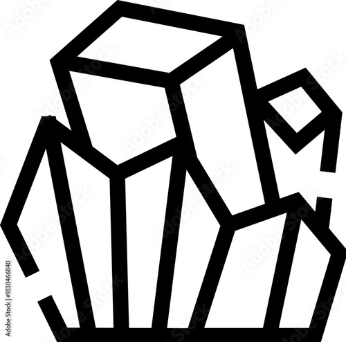 Crystal cluster line art icon representing geology and minerals