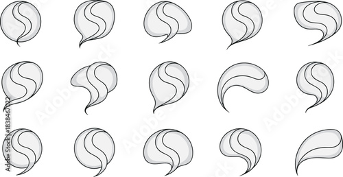 Modern Glossy Speech Bubble Vector Set – Semi-Transparent Chat Balloons, Smooth Curved Talk Shapes, Minimal UI Conversation Icons Collection