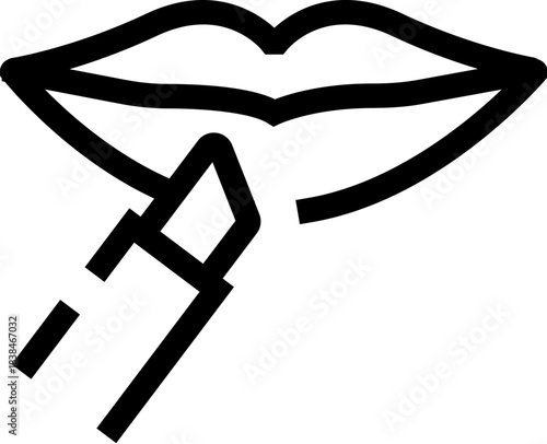 Applying lipstick to lips symbolizing female beauty and cosmetics
