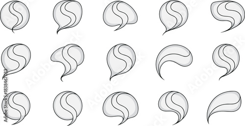 Modern Speech Bubble Vector Set – Glossy Semi-Transparent Chat Balloons, Smooth Curved Talk Shapes, Minimal Conversation Icons Collection