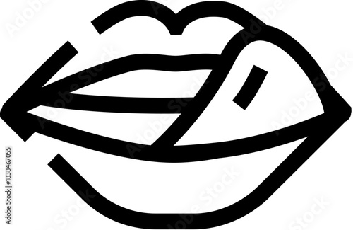 Lips licking tongue tasting sensation line icon