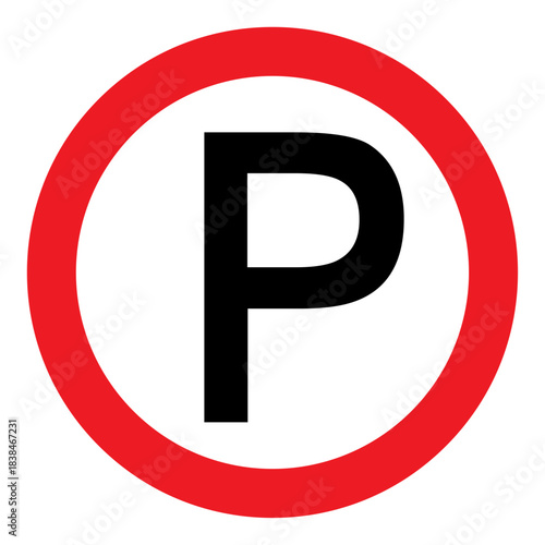 Parking allowed icon, red circle road sign marking designated parking zone, vehicle permission symbol for transportation and urban navigation