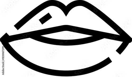 Human mouth line drawing kissing or speaking lips