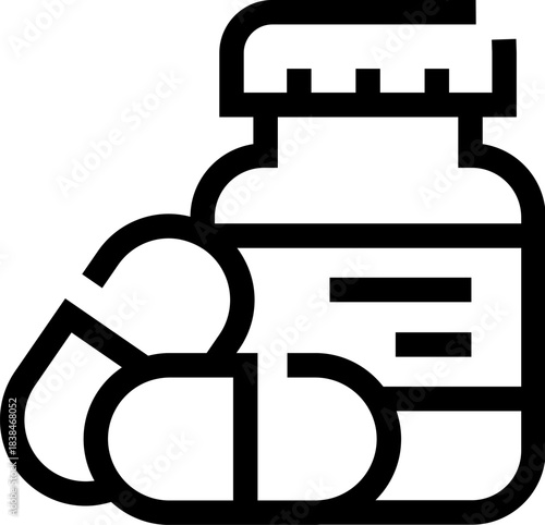 Medicine bottle and capsules representing health care