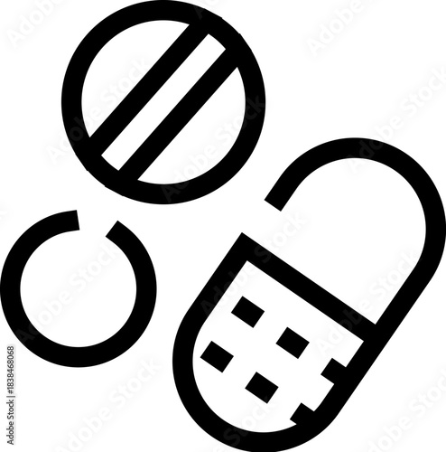 Pills and capsules representing medicine and healthcare icon