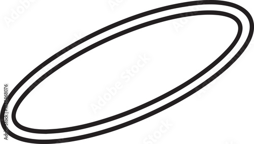 Abstract double ellipse shape black line icon isolated on transparent background geometric