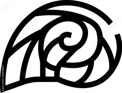 Seashell icon showing abstract spiral minimalist line art