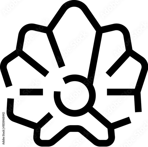 Oyster shell with pearl line art icon