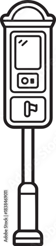 Parking meter vector icon simple outline style. parking machine symbol isolated white background