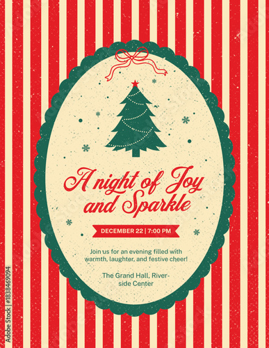 Vintage Christmas Event Poster with Tree and Holiday Typography