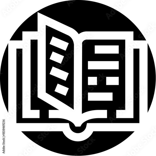 Open book learning and education icon concept