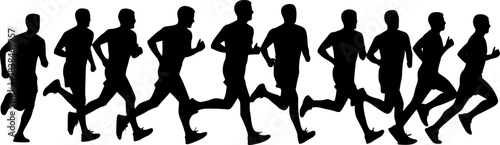 vector silhouettes Running men 