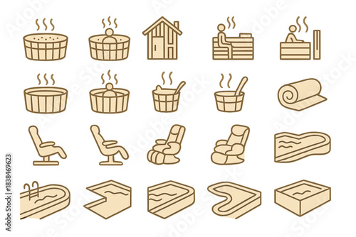 Different types of hot tubs, saunas, and relaxation spots found in wellness centers