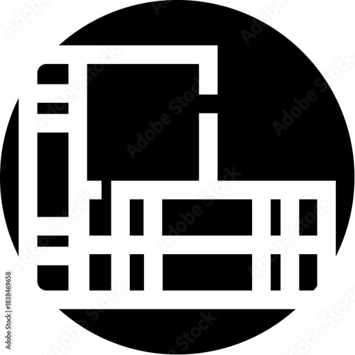 Building foundation structure icon illustrating construction engineering plan