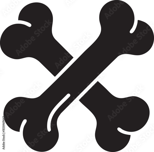 Bone Cross Symbol – Minimal Skull Bone Emblem, Vintage Tribal Vector Icon