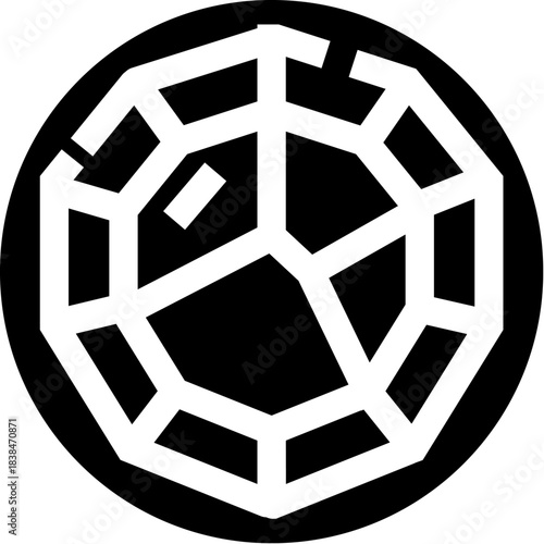 Diamond gem icon inside black circle design