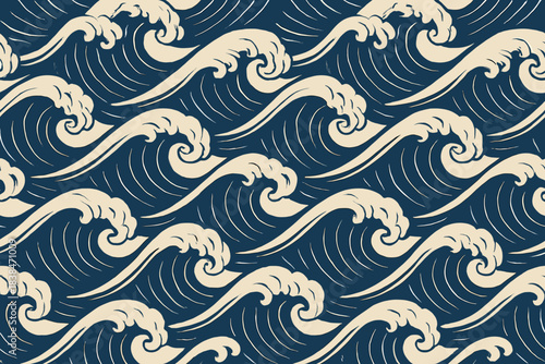 Waves moving across a dark background in a repeating pattern during the day