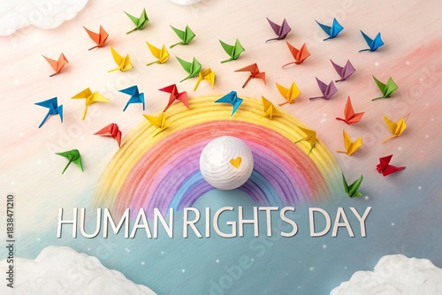 Human Right Day, Glowing symbolic flower blooming from cracked earth representing human resilience.